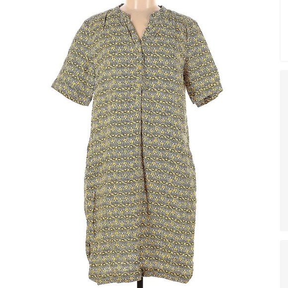 olsen Dresses & Skirts - Olsen 100% linen print tunic Size M medium yellow black white Casual Dress